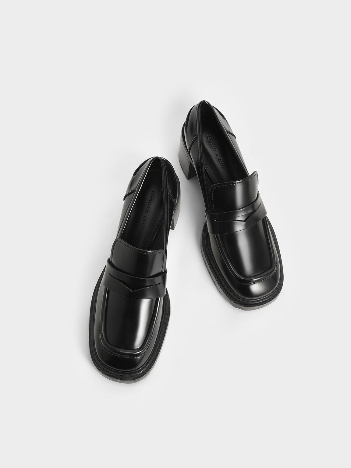 Penny Loafer Pumps, Black, hi-res