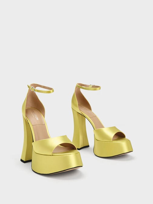 Michelle Recycled Polyester Platform Sandals, Lime, hi-res
