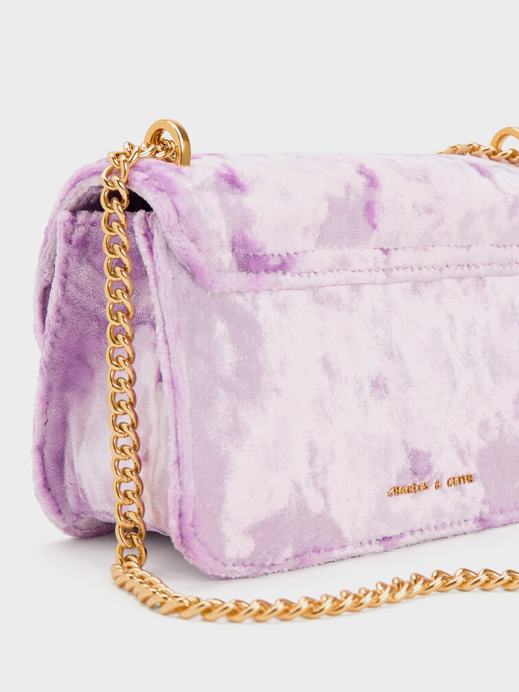 Merial Metallic Accent Velvet Crossbody Bag, Lilac, hi-res