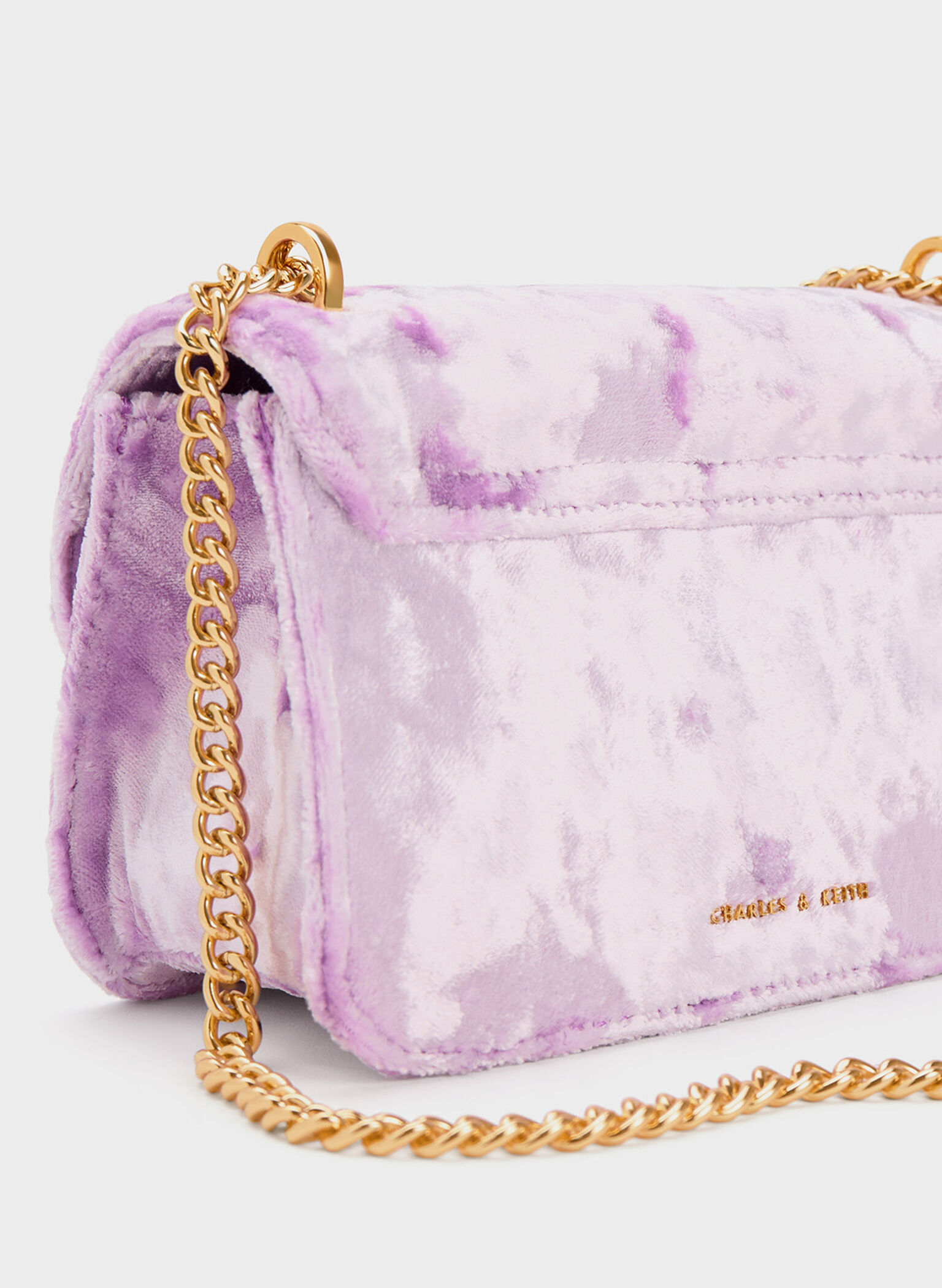 Merial Metallic Accent Velvet Crossbody Bag, Lilac, hi-res