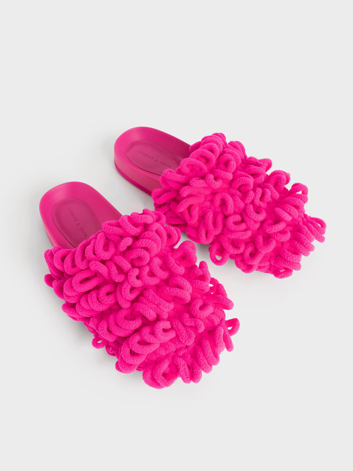 Textured Flat Mules, Fuchsia, hi-res