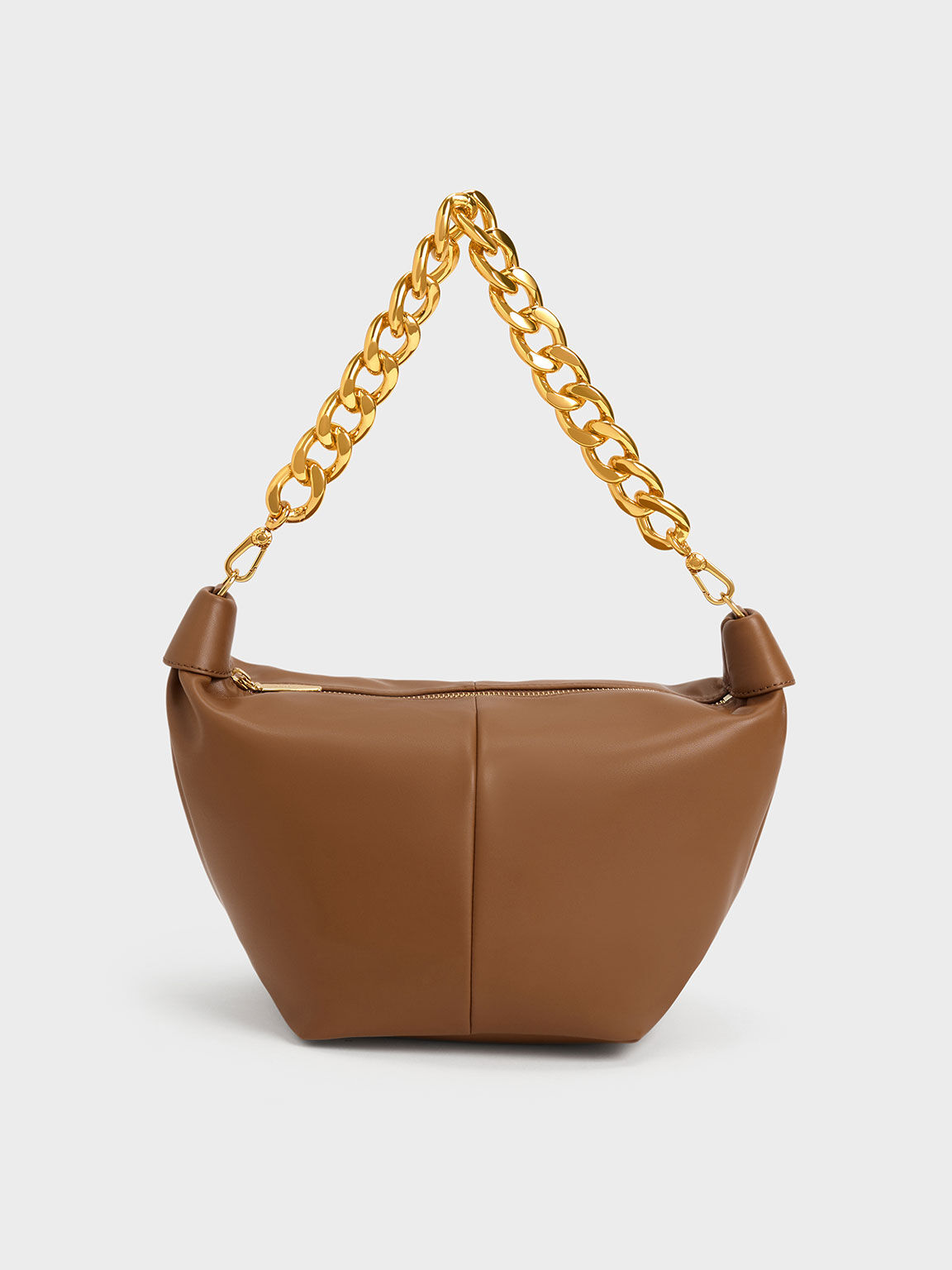 Daki Chain Handle Hobo Bag, Chocolate, hi-res