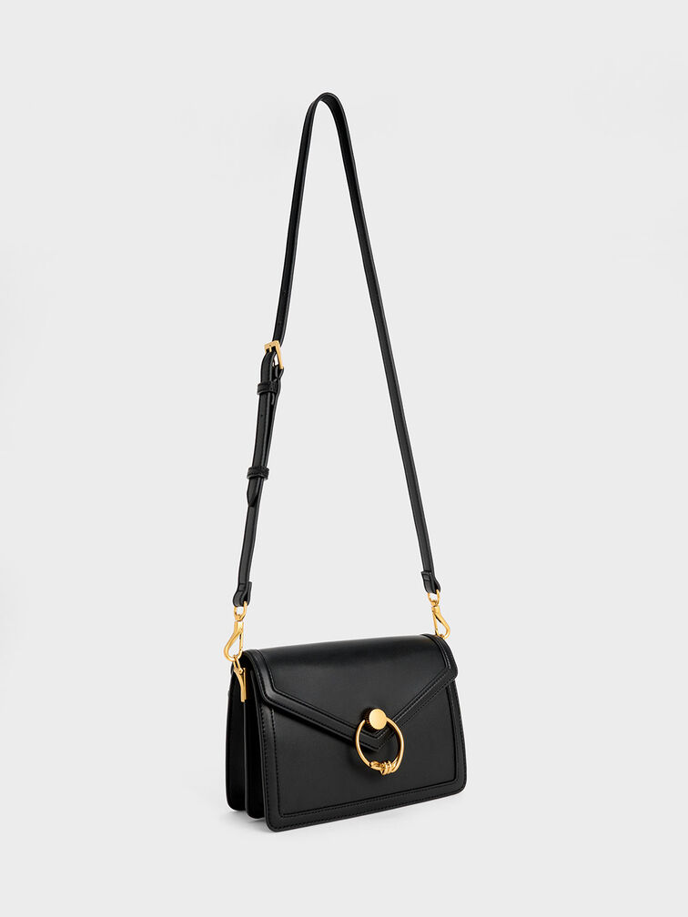 Black Joelle Envelope Shoulder Bag - CHARLES & KEITH KH