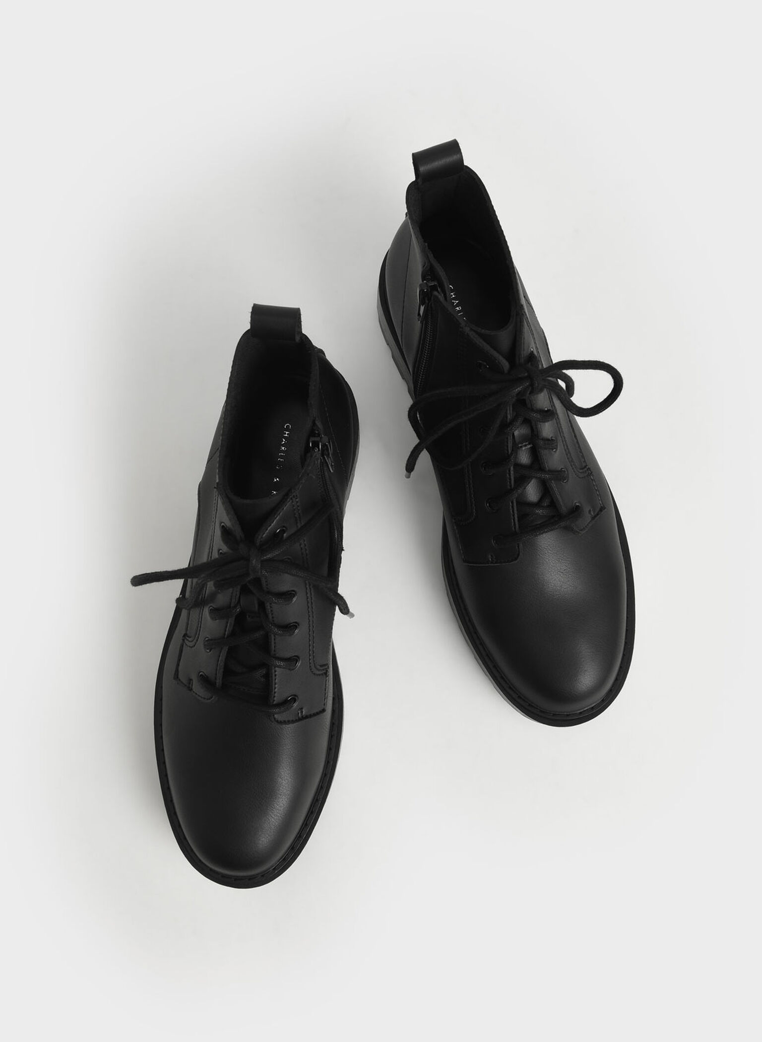 Commute Lace-Up Chunky Ankle Boots, Black, hi-res