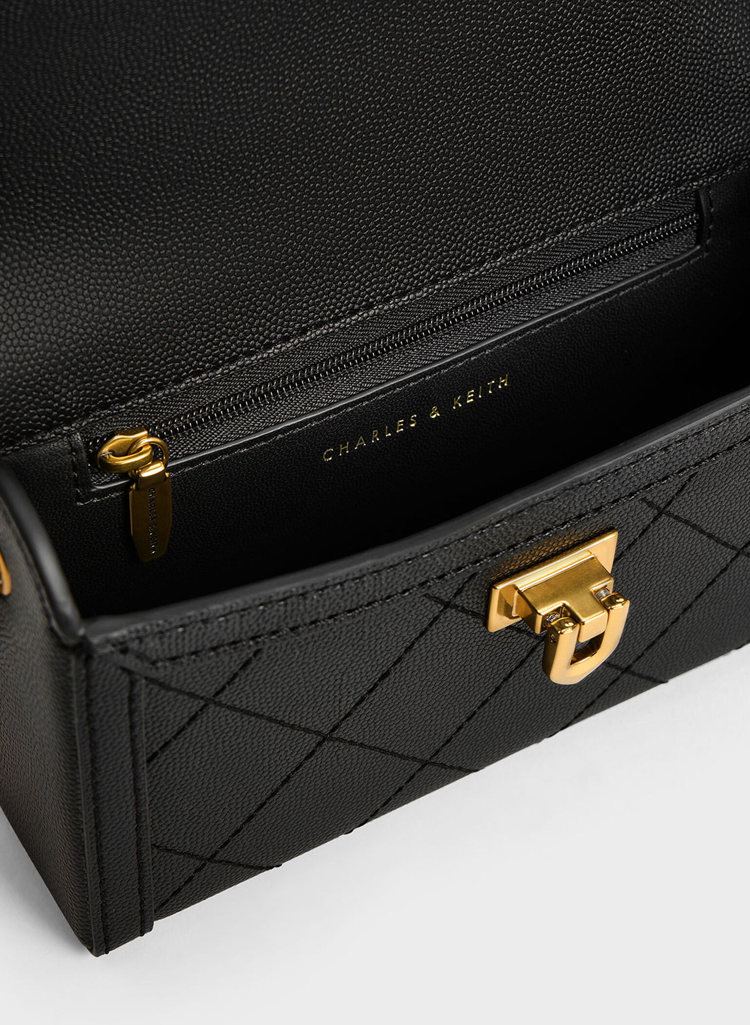 Tallulah Quilted Push-Lock Clutch, Black, hi-res