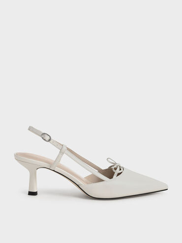 Bow-Tie Slingback Pumps, Chalk, hi-res