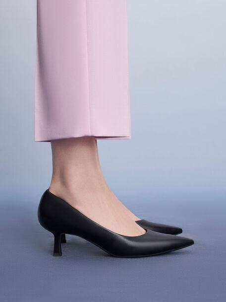 Emmy Pointed Kitten Heel Pumps, Black, hi-res