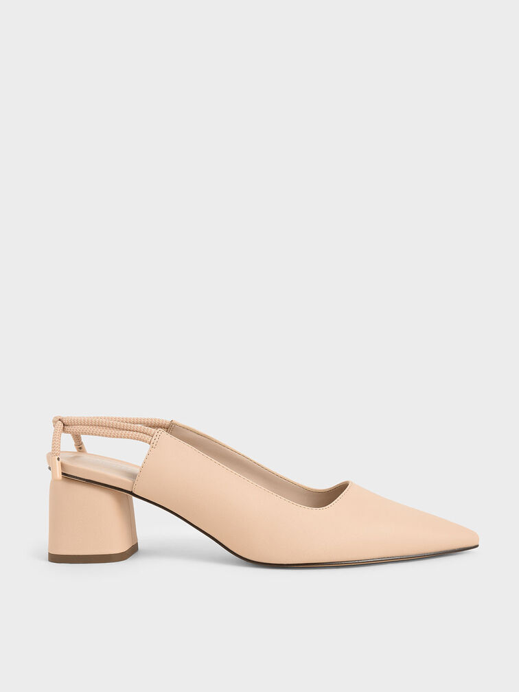 Knotted Slingback Pumps, Nude, hi-res