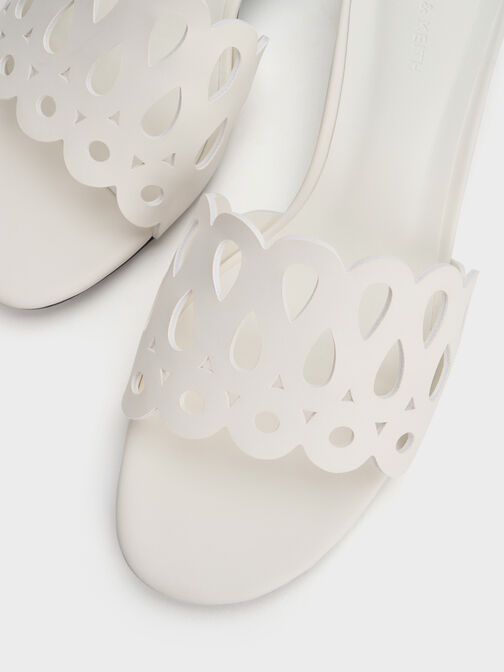 Cut-Out Block-Heel Mules, White, hi-res