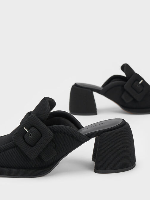 Sinead 方釦厚底穆勒鞋, 黑色, hi-res