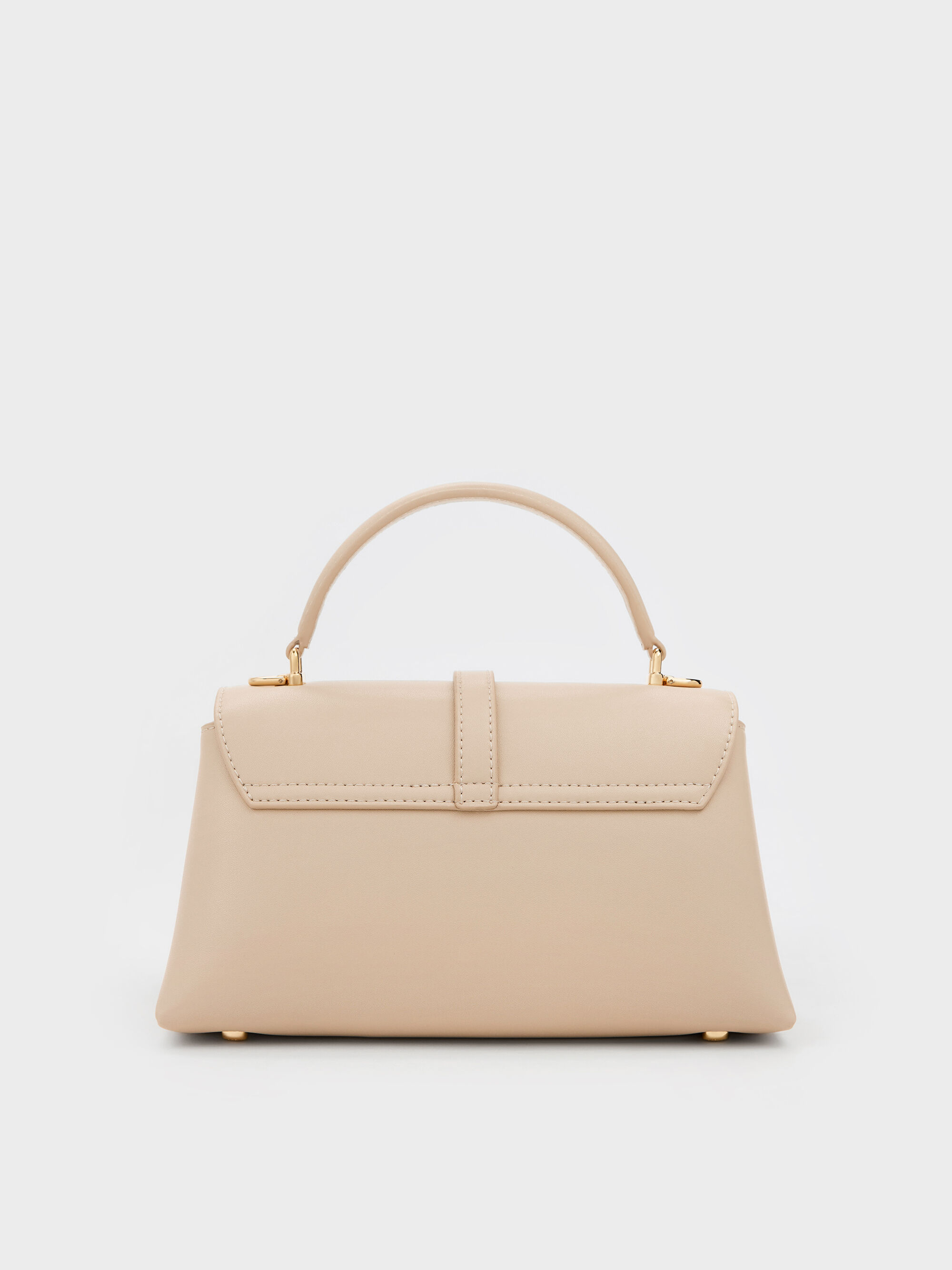 Dusted Oat Adalyn Metallic-Buckle Chain-Strap Top Handle Bag