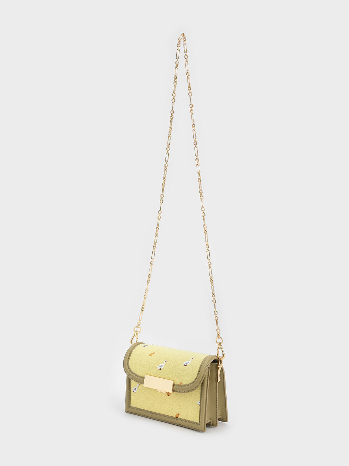Genevieve Felt Metallic Push-Lock Clutch, Butter, hi-res
