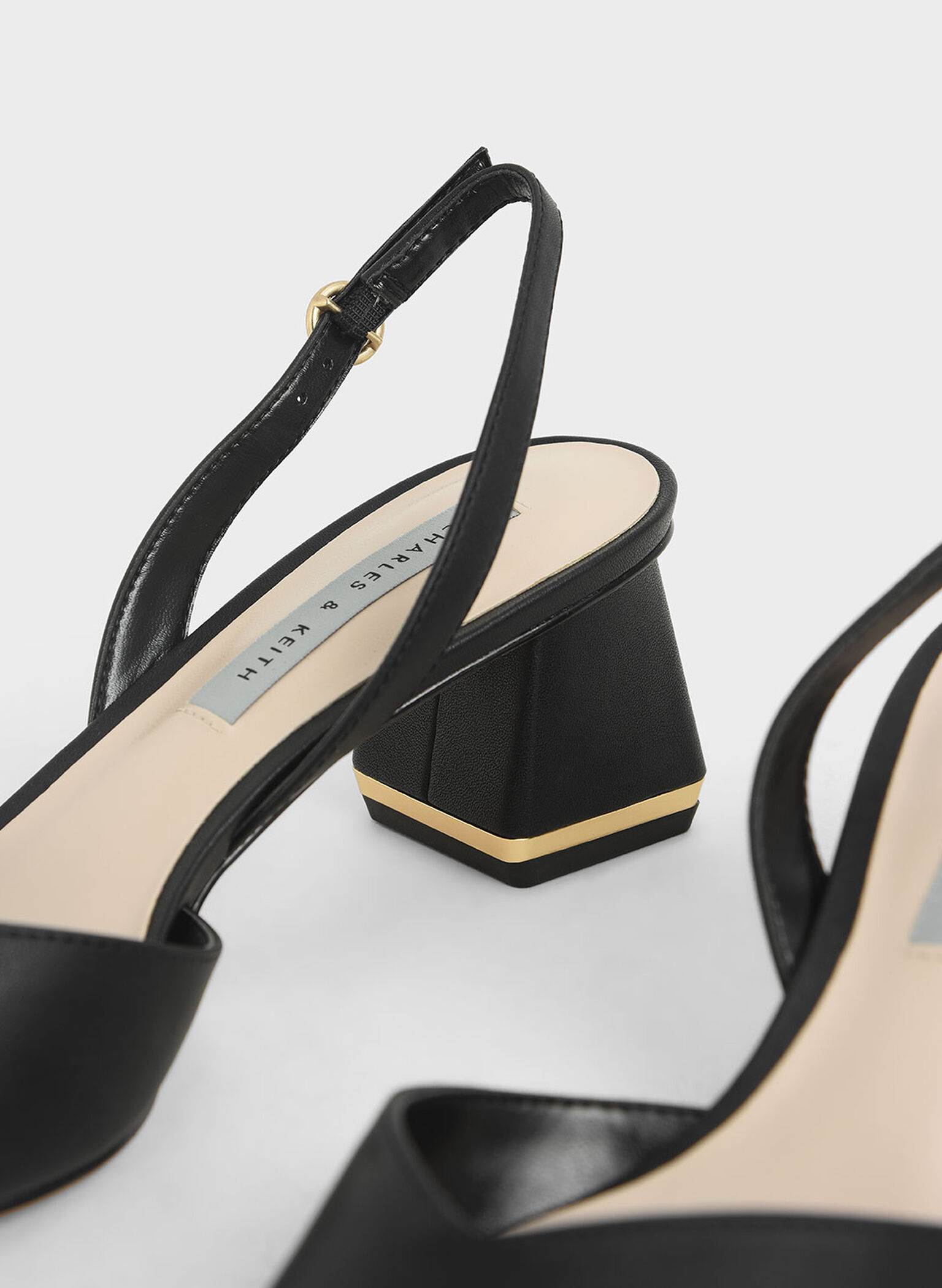 Katarina Trapeze Heel Slingback Pumps, Black, hi-res