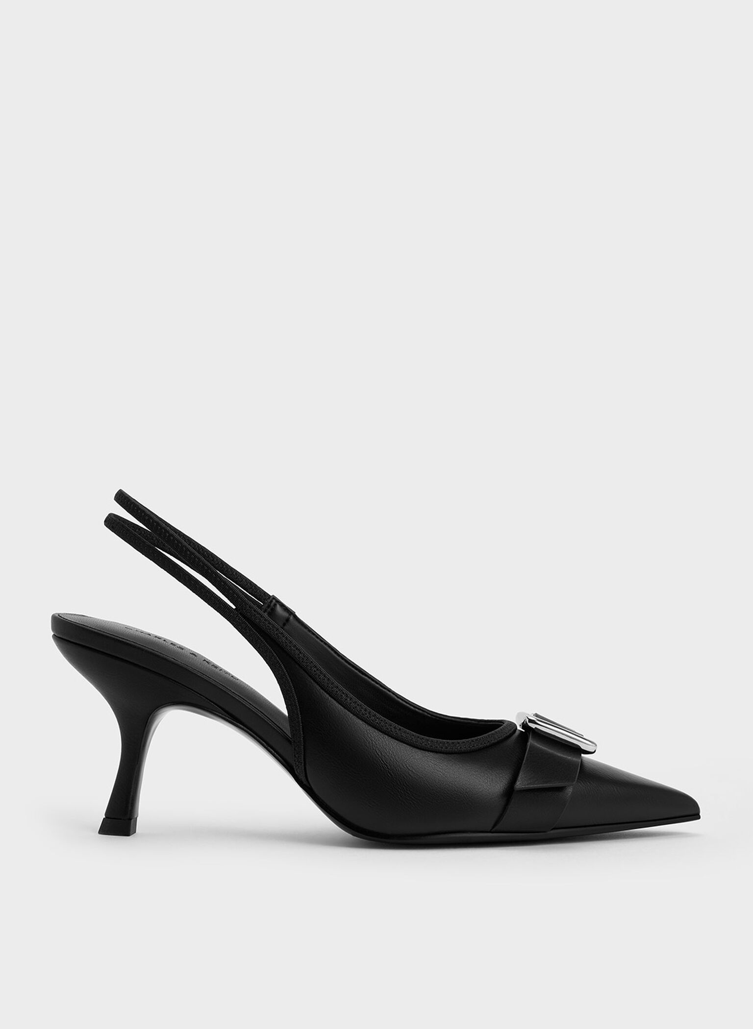 Anita Buckled Pointed-Toe Slingback Pumps, Black, hi-res