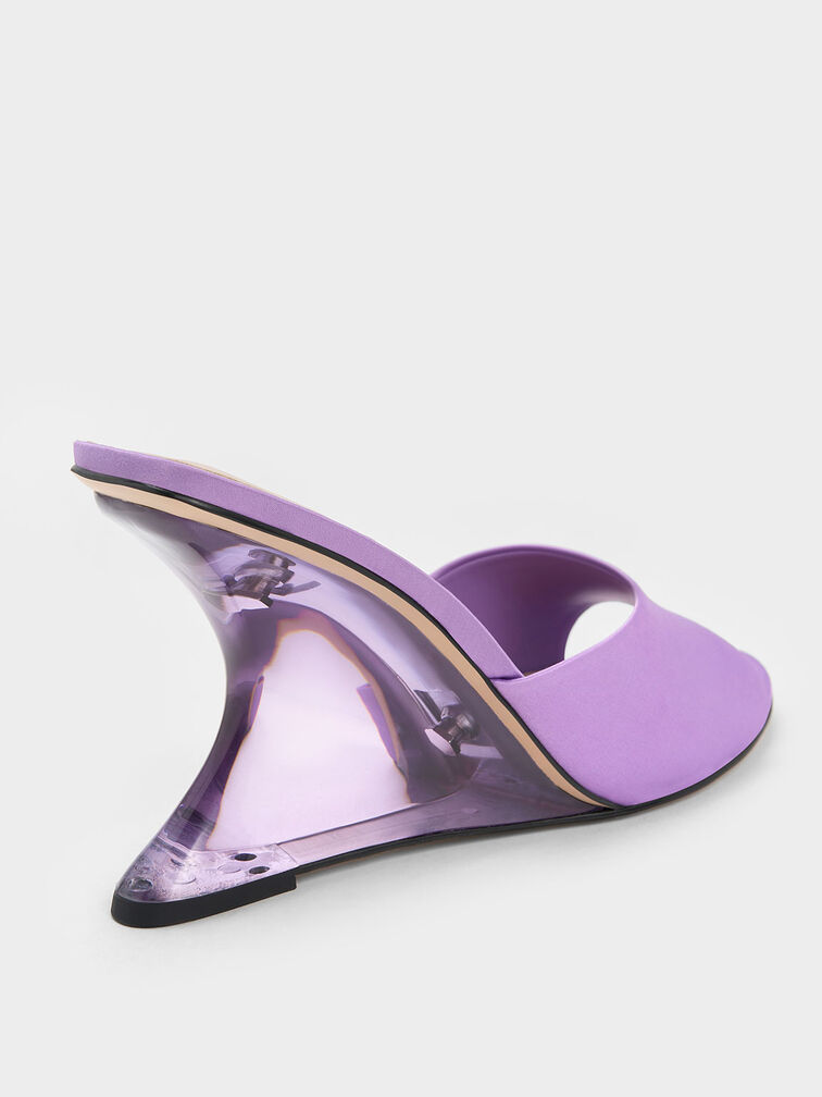Recycled Polyester Sculptural Heel Wedges, Purple, hi-res
