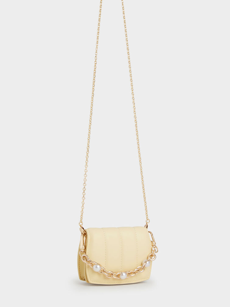 Chain Handle Vanity Pouch, Butter, hi-res
