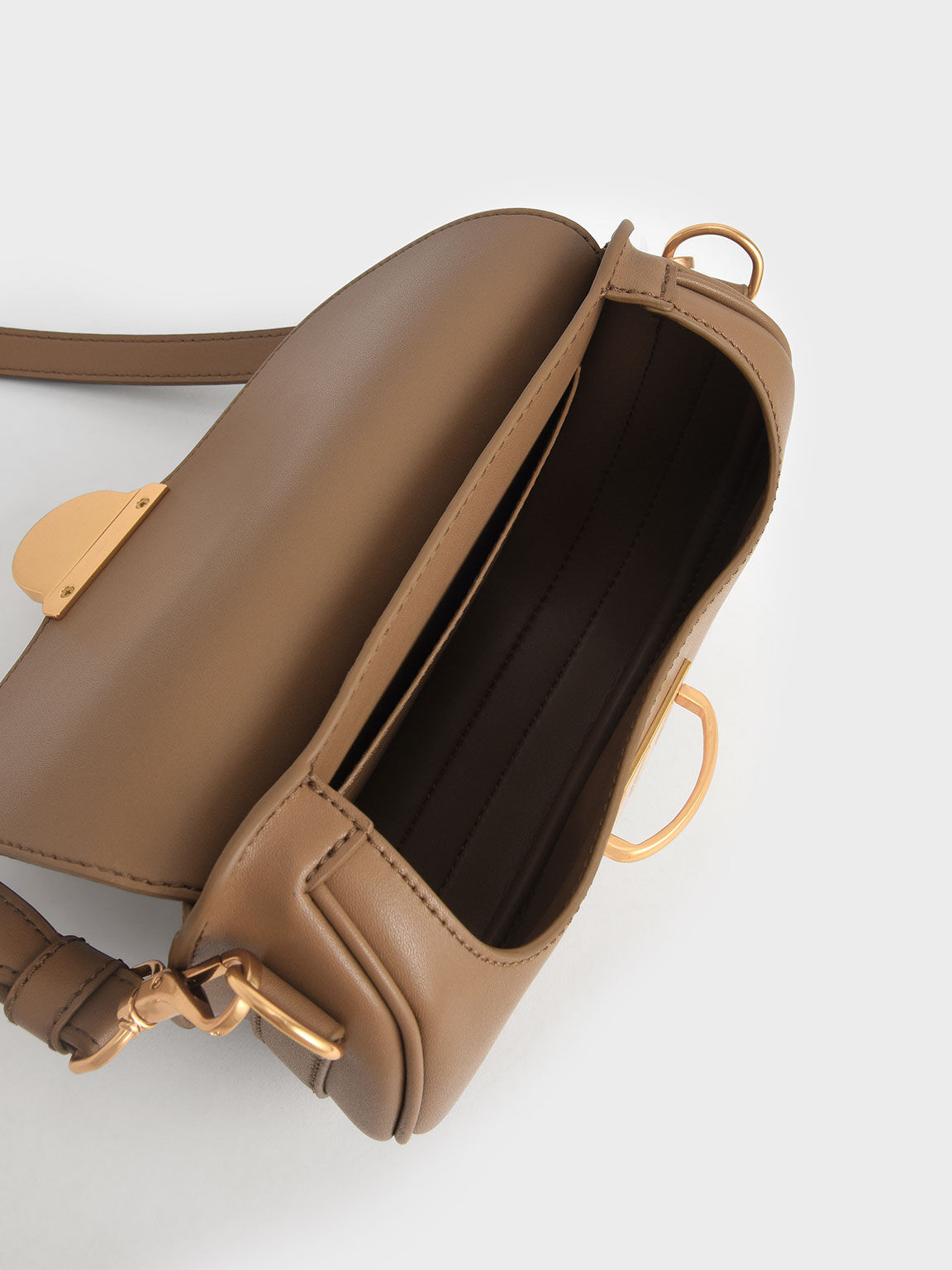 Amelia Metallic Push-Lock Crossbody Bag, Brown, hi-res