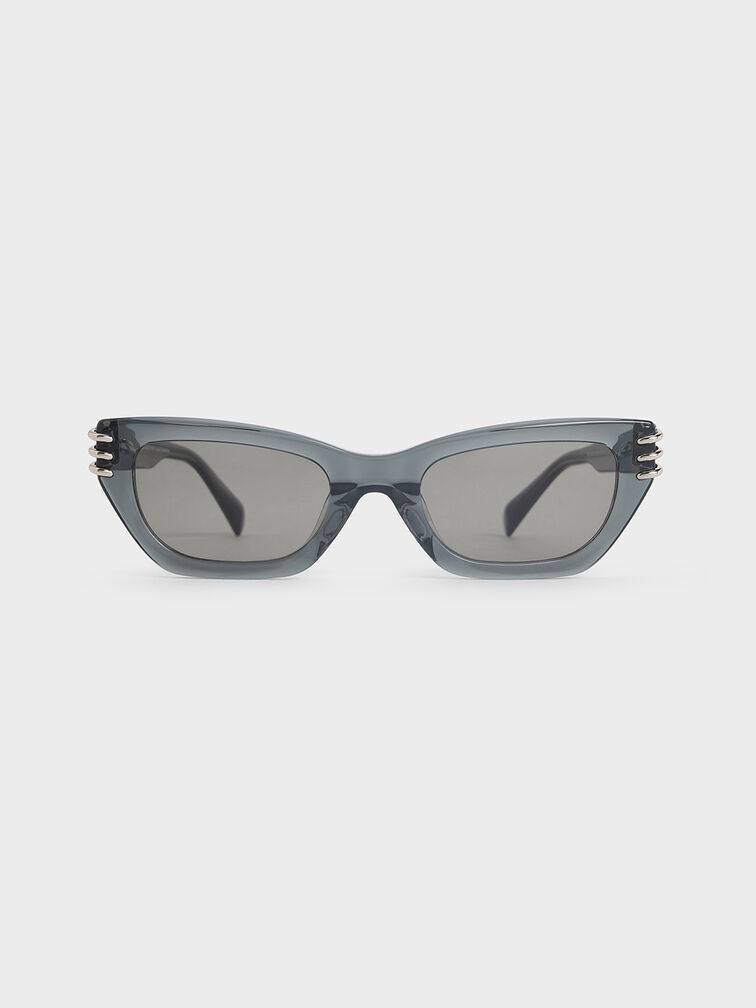 Gafas de sol cat-eye anguladas de acetato reciclado con detalles met�licos, Azul marino, hi-res