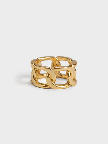 Gabine Chain-Link Ring, Gold, hi-res