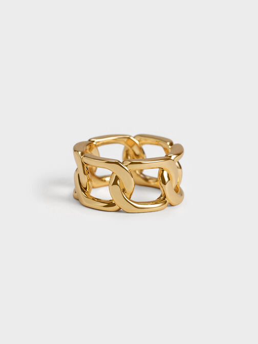 Gabine Chain-Link Ring, Gold, hi-res