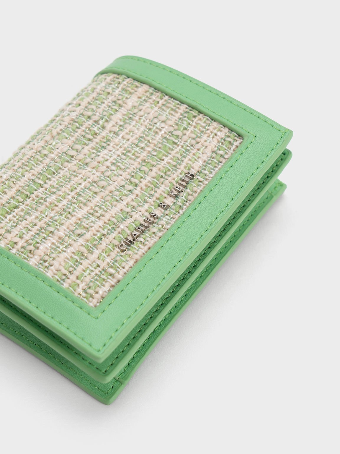 Green Tweed Snap Button Mini Short Wallet - CHARLES & KEITH LK