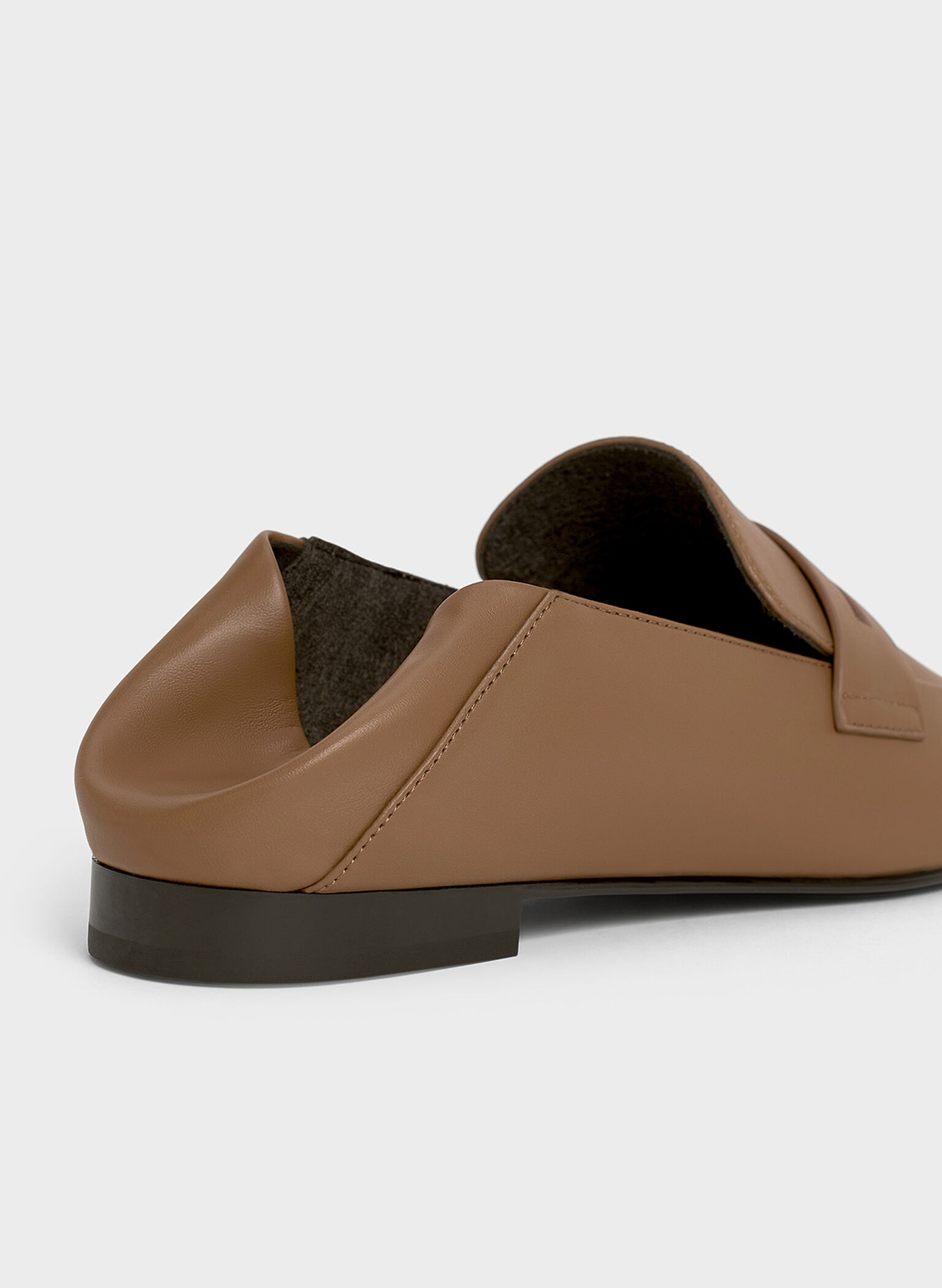 Almond-Toe Penny Loafers, Brown, hi-res
