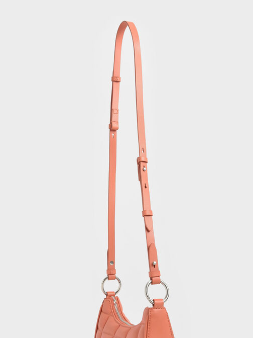 Maze Quilted Chain Shoulder Bag, Orange, hi-res