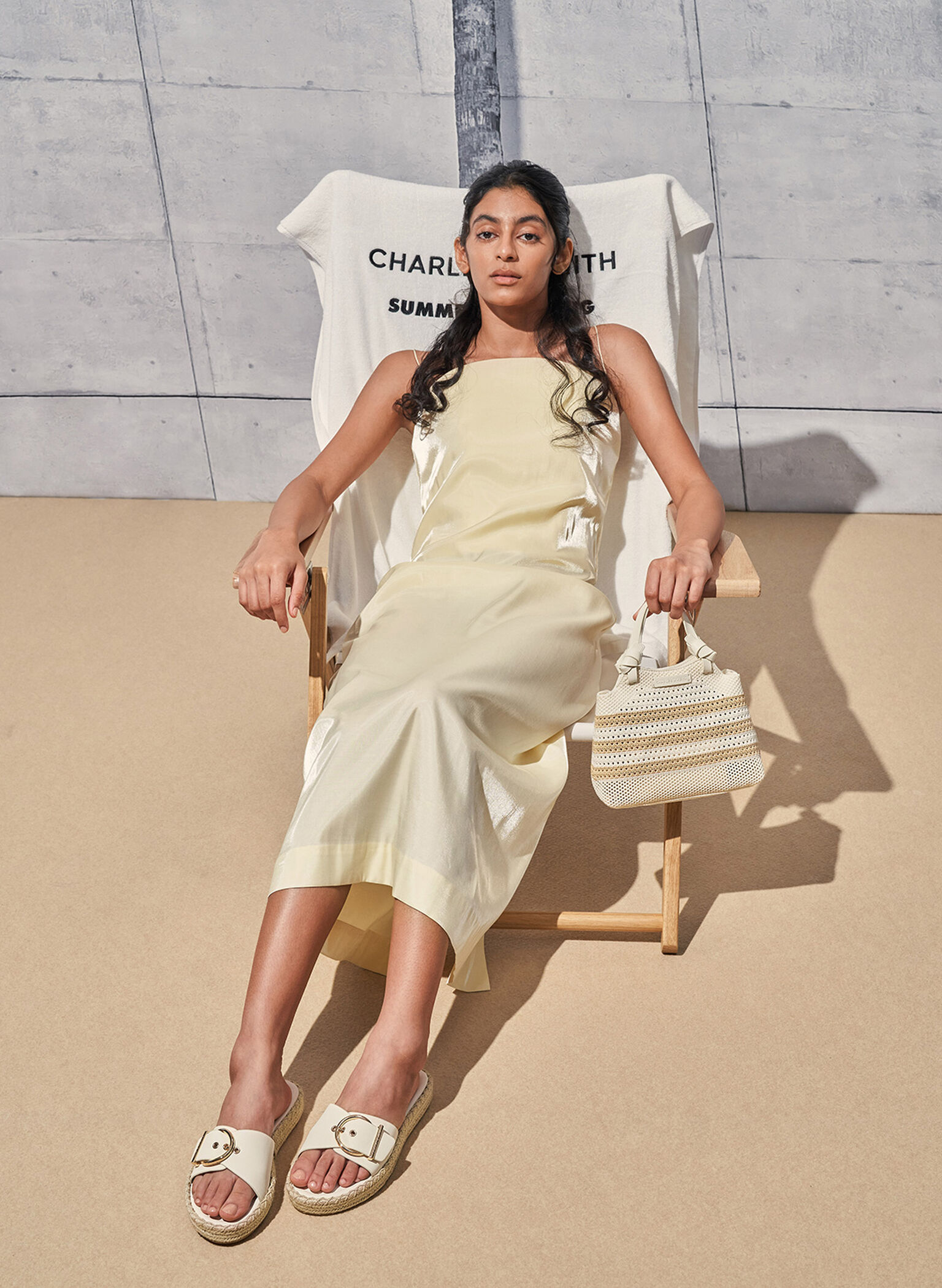 Buckled Espadrille Sandals, Cream, hi-res