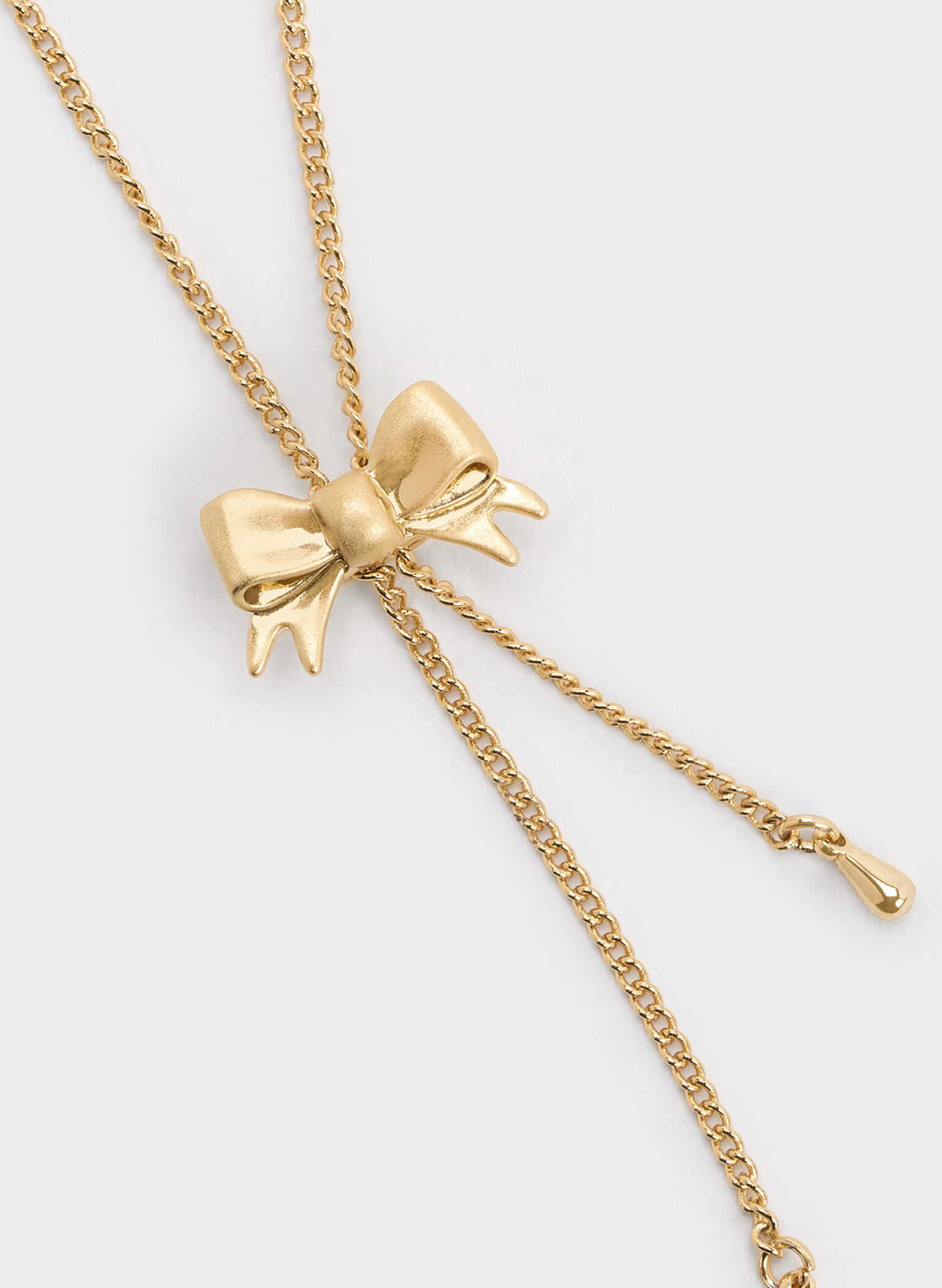Paige Ribbon Necklace, Brush Gold, hi-res
