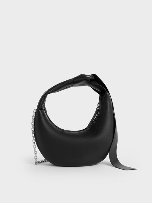 Micro bolso hobo anudado Toni tipo media luna, Noir, hi-res