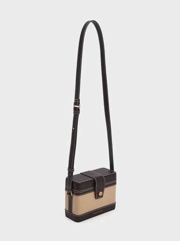 Bronte Contrast-Trim Boxy Crossbody Bag, Sand, hi-res