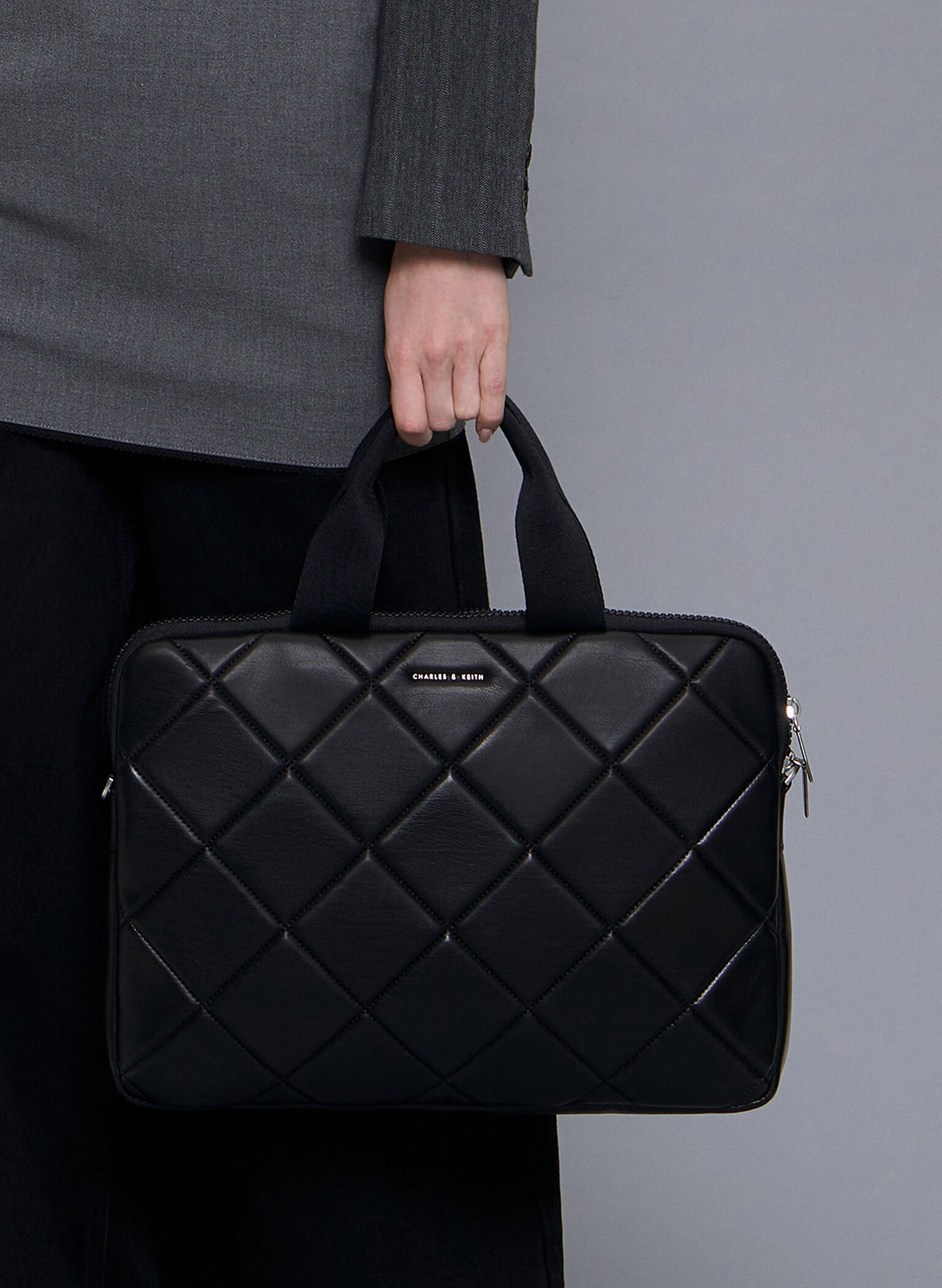 Aubrielle Quilted Laptop Bag, Noir, hi-res