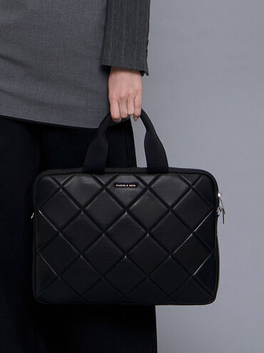 Aubrielle Quilted Laptop Bag, Noir, hi-res