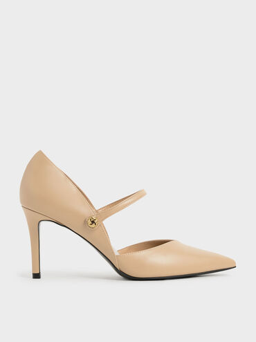 D'Orsay Stiletto Pumps, Beige, hi-res