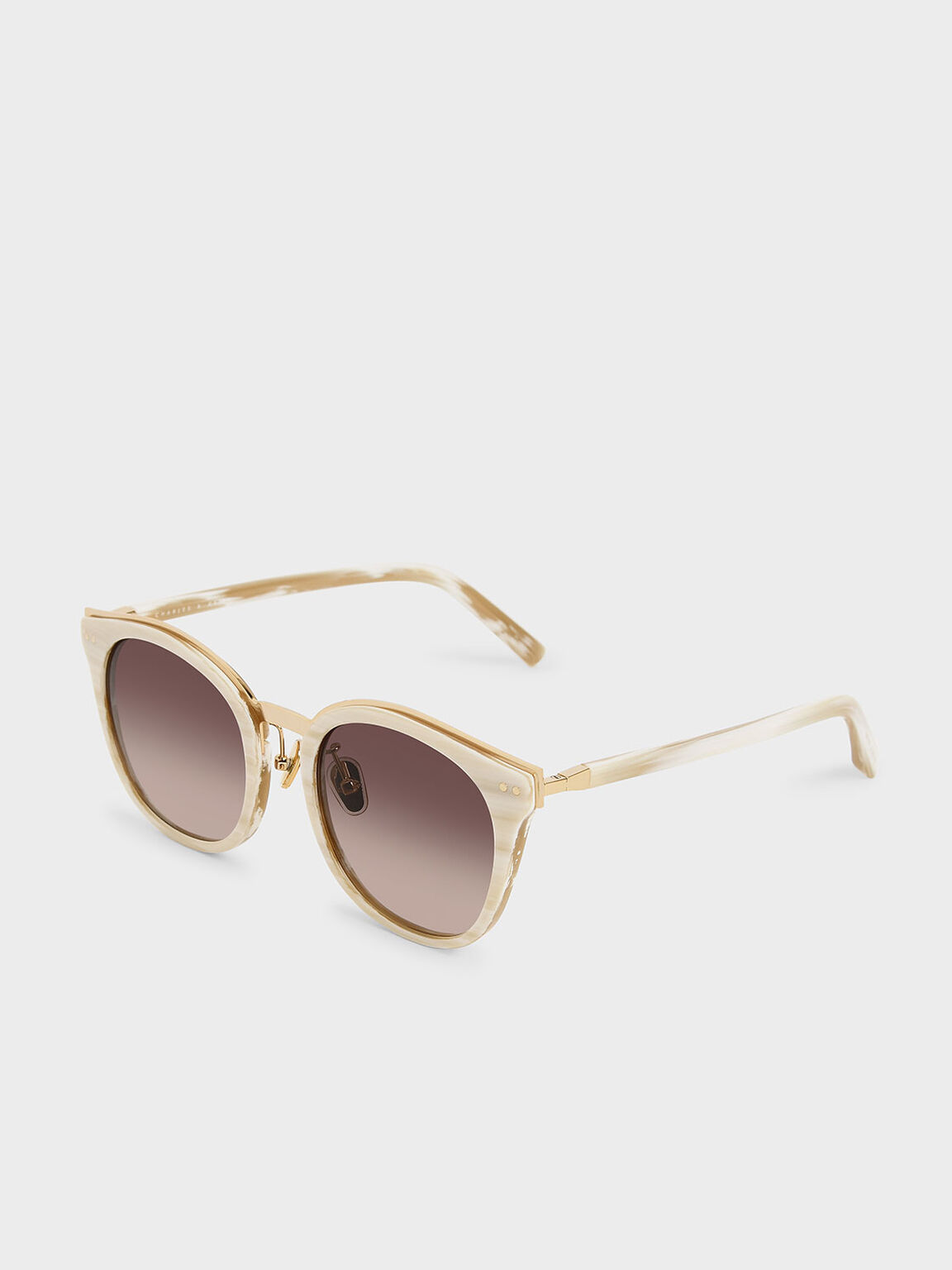 Acetate Frame Wayfarer Sunglasses, Cream, hi-res