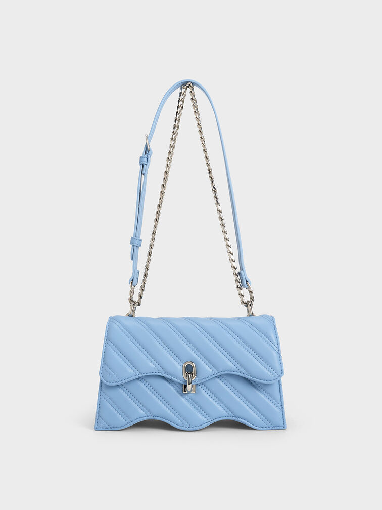 Freja Wavy Trapeze Crossbody Bag, Light Blue, hi-res