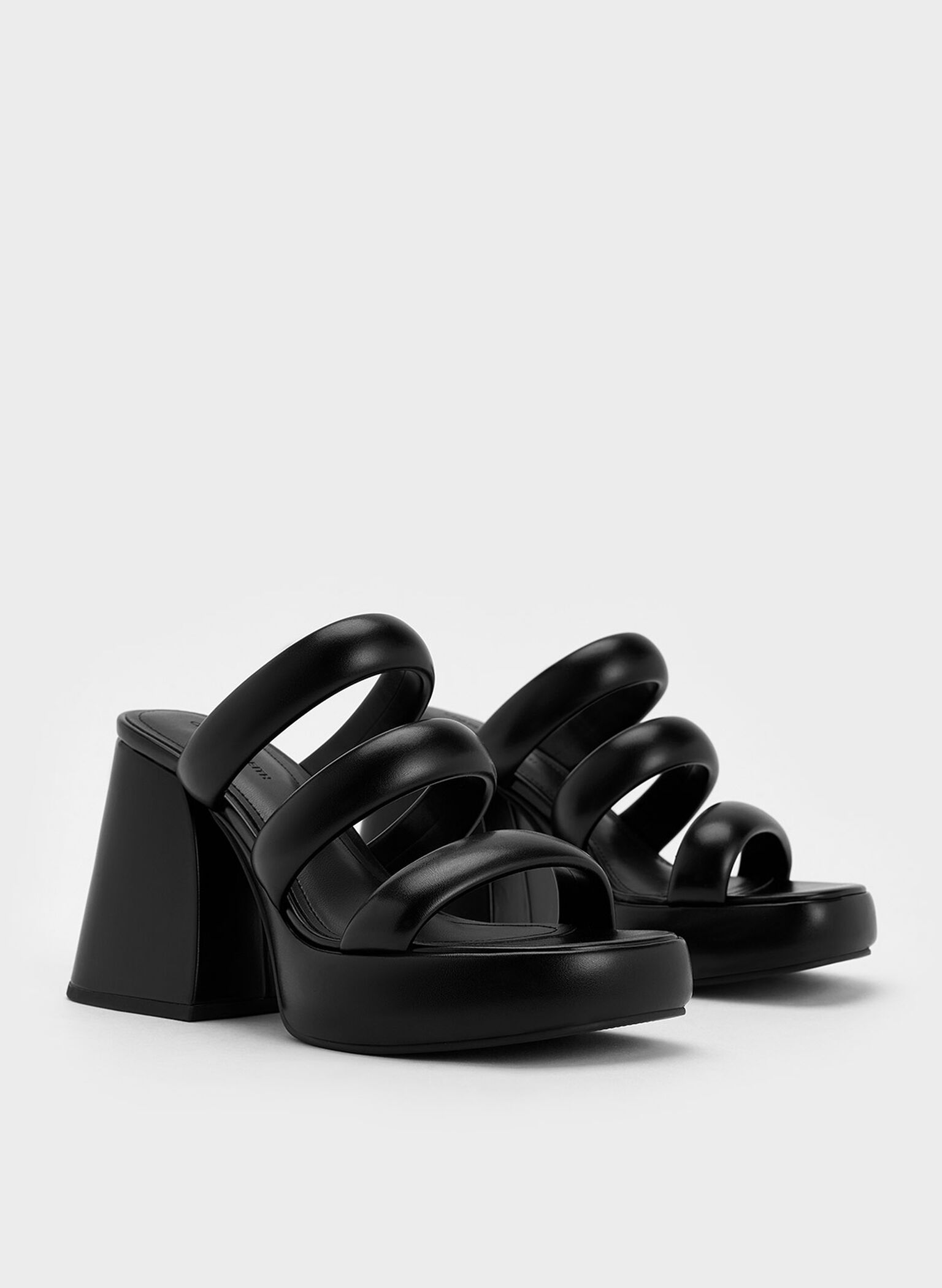 Mules de plataforma Tattie con tira abullonada, Negro, hi-res