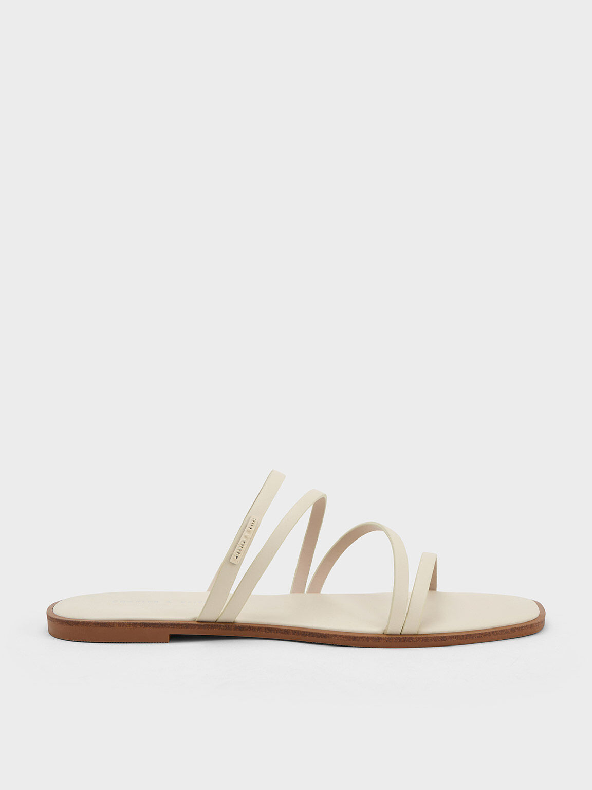Strappy Slide Sandals, Chalk, hi-res