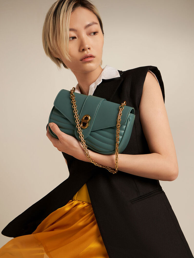 Aubrielle Panelled Crossbody Bag, Teal, hi-res