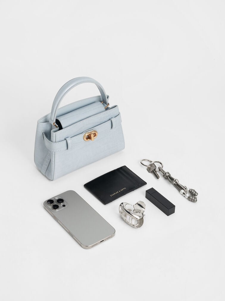Aubrielle Croc-Effect Top Handle Bag, Sea Salt Blue, hi-res