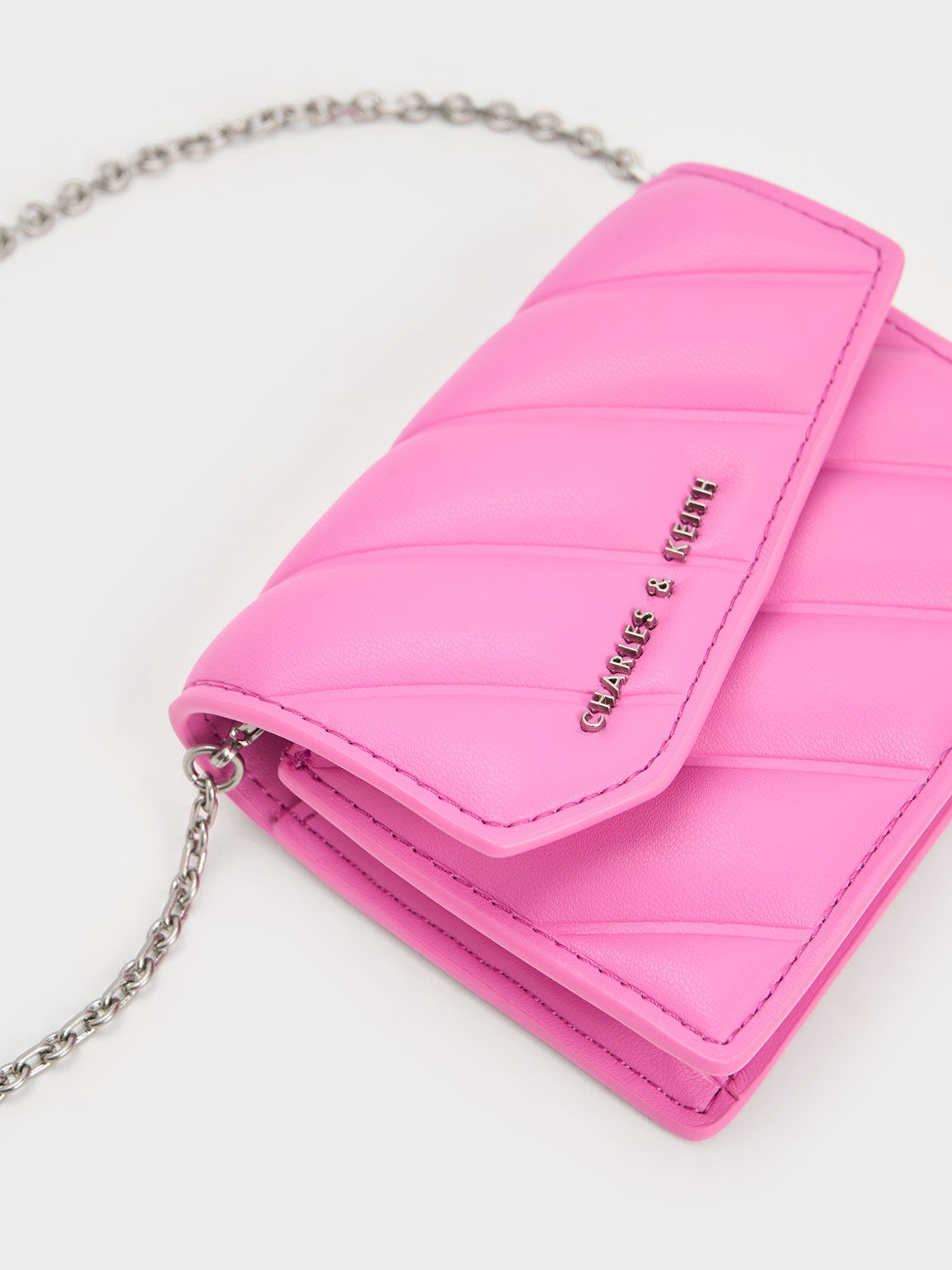 Asymmetric Flap Panelled Wallet, Pink, hi-res