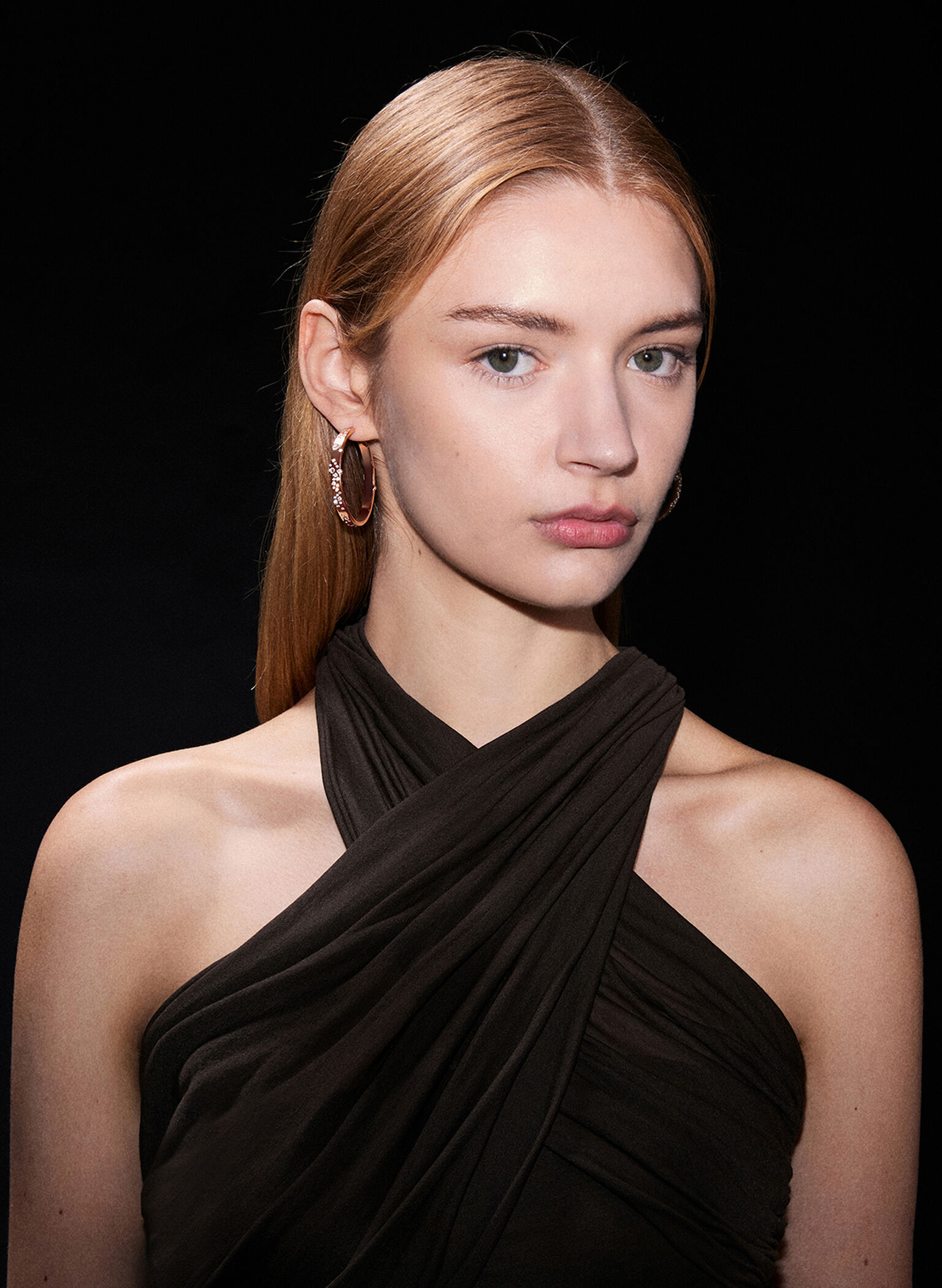 Reverie Crystal Large Hoop Earrings, Rose Gold, hi-res