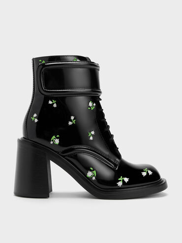Rosalie Leather Floral Ankle Boots, Multi, hi-res