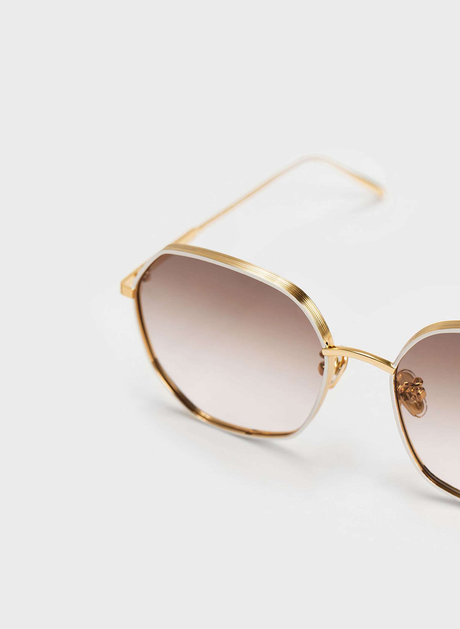 Gafas de sol geométricas tintadas, Crema, hi-res
