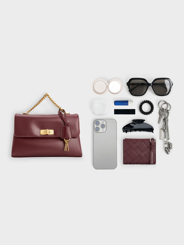 Bolso cruzado Kerry con asa de cadena, Ciruela de mora, hi-res
