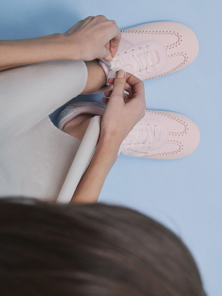 Cece Heart Sheer-Lace Sneakers, Light Pink, hi-res