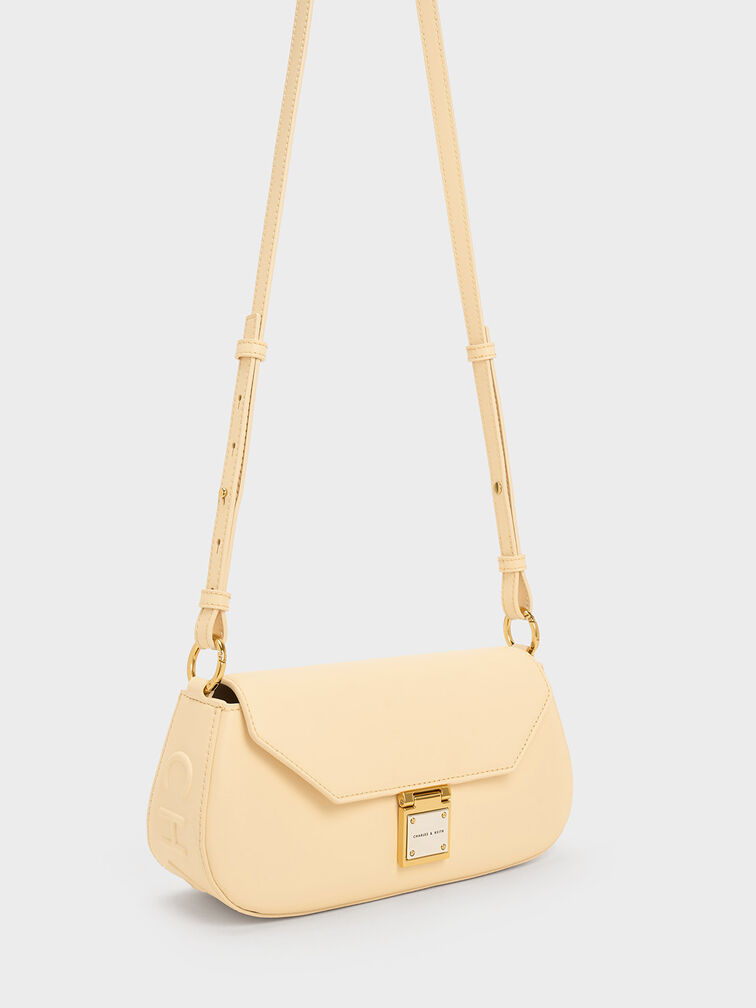 Oona Curved Shoulder Bag, Beige, hi-res