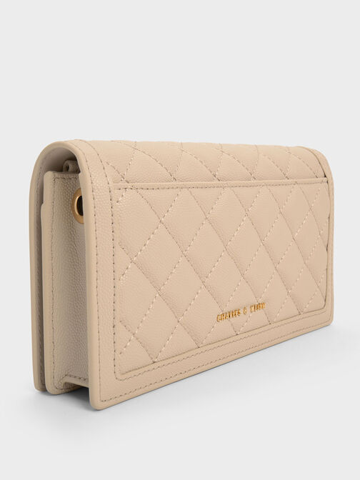 Micaela Quilted Long Wallet, Oat, hi-res