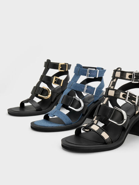 Gabine Denim Gladiator Sandals, Blue, hi-res