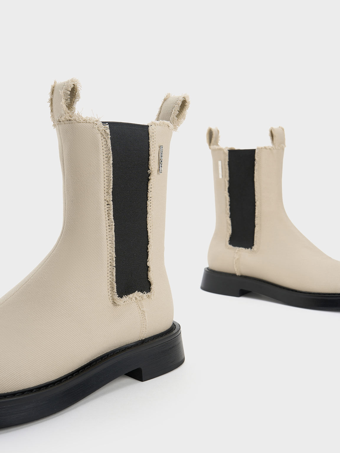 Beige Bryn Denim Chelsea Boots CHARLES & KEITH US